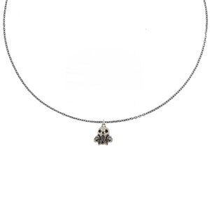 Silver Rose Skull Charm Necklace